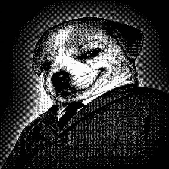 A dog in a suit. Management.